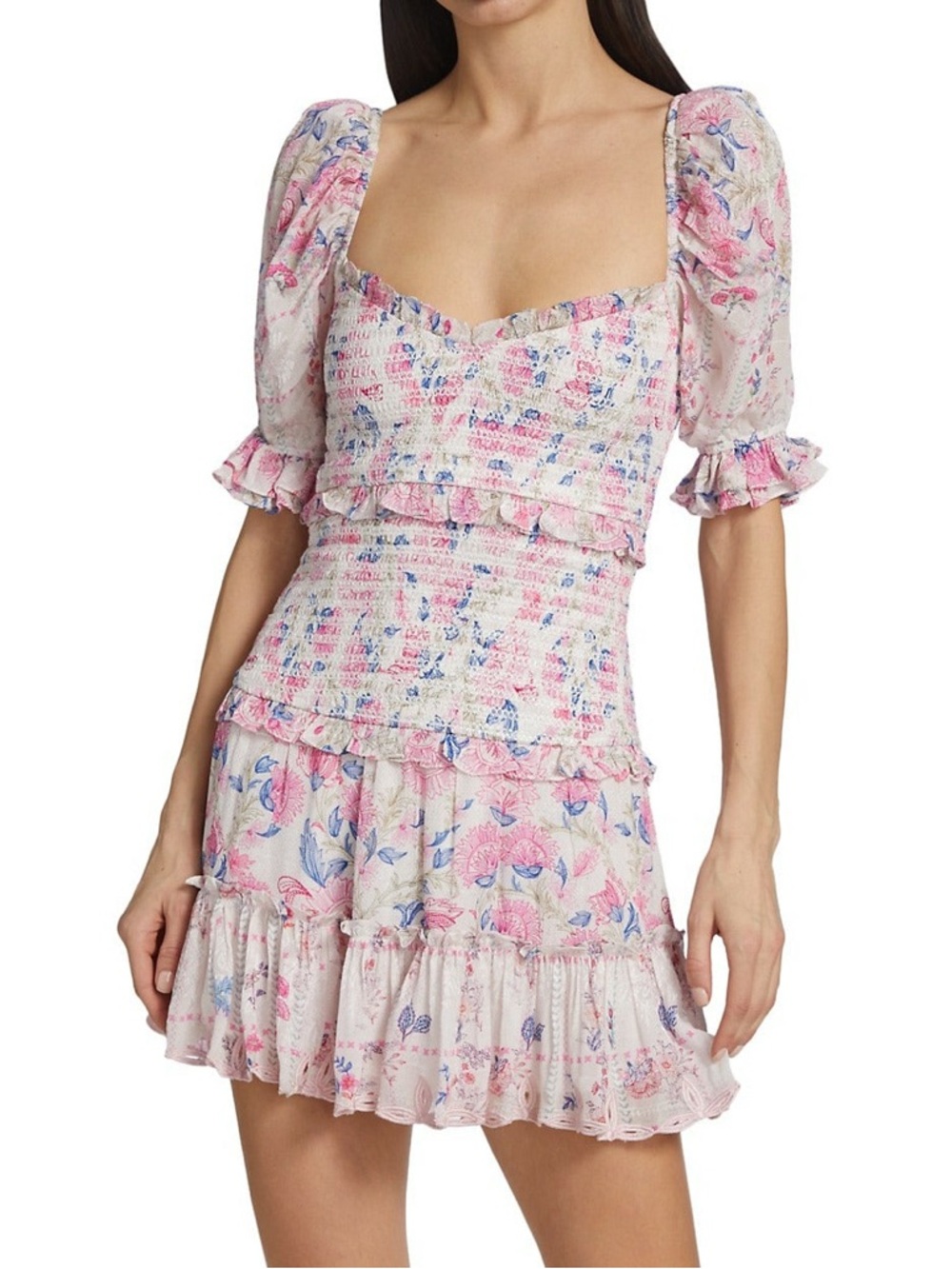 Hemant And Nandita Kati Smocked Mini Dress Large